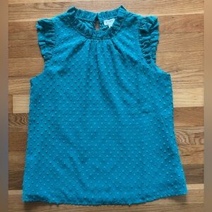 J. Crew Emerald Green Ruffled Sleeveless Blouse
